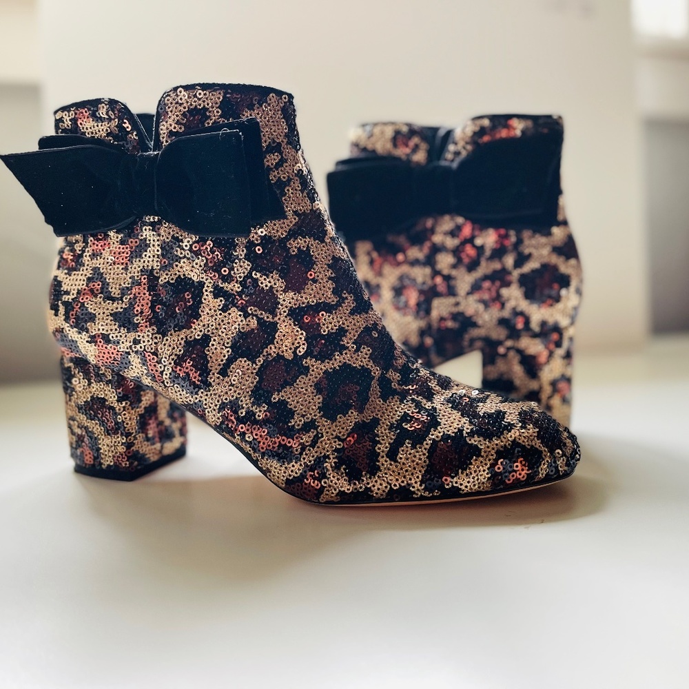 Kate Spade Leopard Sequin Booties